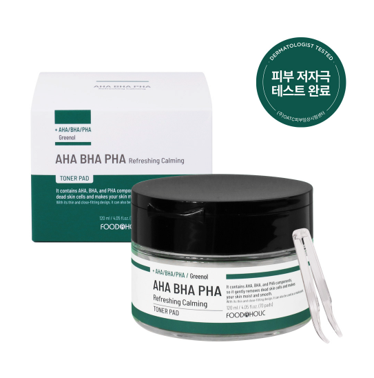 FOODAHOLIC AHA BHA PHA Refreshing Calming Toner Pad 4.05 fl oz * 70 Pads