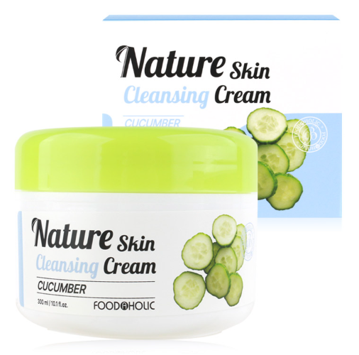 FOODAHOLIC Nature Skin Cleansing Cream 300ml | Moisturizing Deep Cleanser (Green Tea, Collagen, Brown Rice, Cucumber)