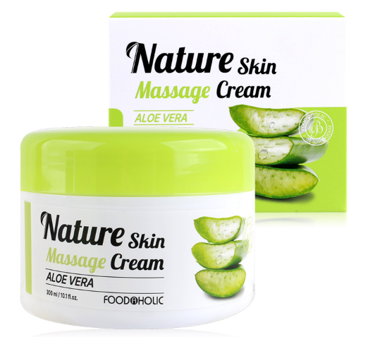FOODAHOLIC Nature Skin Massage Cream Aloe Vera 300ml / 10.1 fl oz Cucumber / Collagen / Brown Rice / Aloe Vera / Green Tea