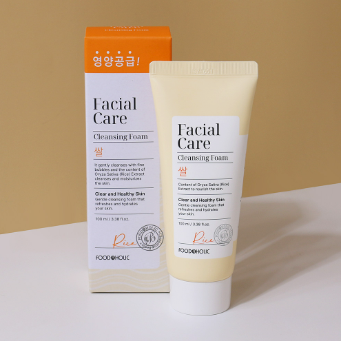 FOODAHOLIC Facial Care Cleansing Foam 100ml 3.38 fl oz - 4-Type – Heartleaf, Rice, Aqua, Collagen