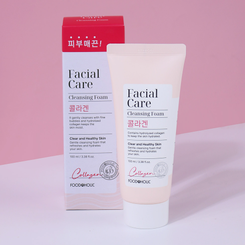 FOODAHOLIC Facial Care Cleansing Foam 100ml 3.38 fl oz - 4-Type – Heartleaf, Rice, Aqua, Collagen