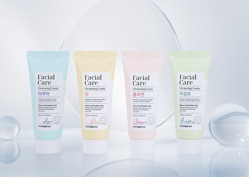 FOODAHOLIC Facial Care Cleansing Foam 100ml 3.38 fl oz - 4-Type – Heartleaf, Rice, Aqua, Collagen