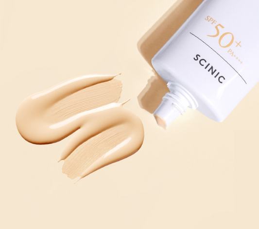 SCINIC Enjoy Foundation Skip Tone Up Sun Cream SPF50+ PA++++ | Natural Peach Tone-Up Moisturizing Vegan Sunscreen