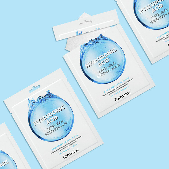 FARM STAY Hyaluronic Acid Super Aqua Soothing Mask 25ml / 0.84 fl oz * 10EA