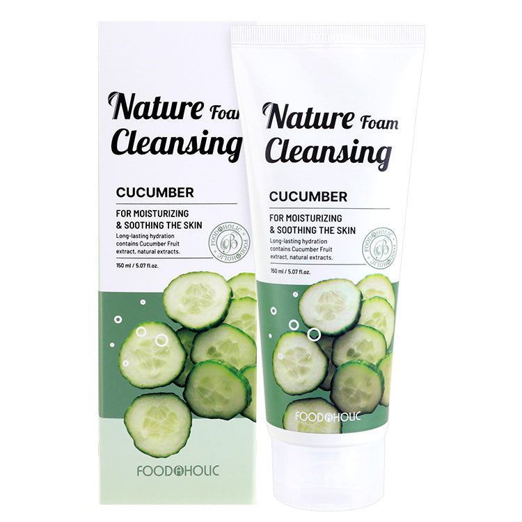 FOODAHOLIC Nature Foam Cleansing Red Ginseng / Aloe / Charcoal / Cucumber / Collagen / Brown Rice / Green Tea 150ml / 5.07 fl oz