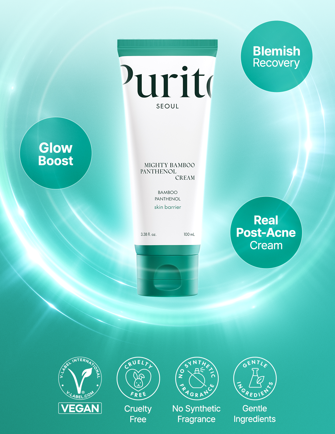 PURITO Mighty Bamboo Panthenol Cream 100ml / 3.38 fl oz