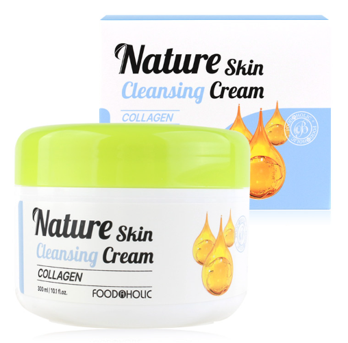 FOODAHOLIC Nature Skin Cleansing Cream 300ml | Moisturizing Deep Cleanser (Green Tea, Collagen, Brown Rice, Cucumber)