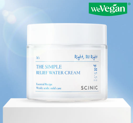 SCINIC The Simple Relief Water Cream 80ml | Vegan Soothing pH-Balanced Moisturizer for Sensitive Skin