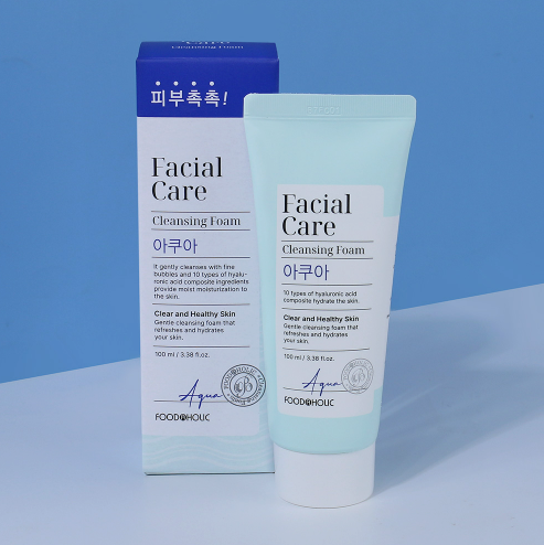 FOODAHOLIC Facial Care Cleansing Foam 100ml 3.38 fl oz - 4-Type – Heartleaf, Rice, Aqua, Collagen