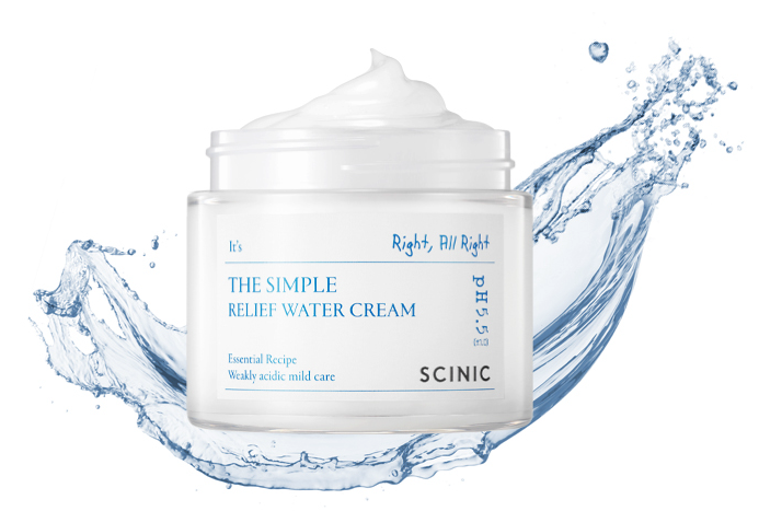 SCINIC The Simple Relief Water Cream 80ml | Vegan Soothing pH-Balanced Moisturizer for Sensitive Skin