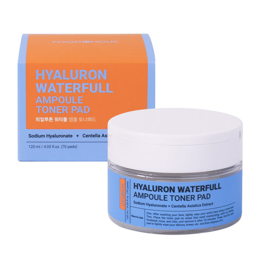 FOODAHOLIC Hyaluron Waterfull Ampoule Toner Pad 120ml / 4.05 fl oz * 70 Pads