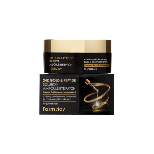 FARM STAY 24K Gold & Peptide Solution Ampoule Eye Patch 90g X 60 Sheets