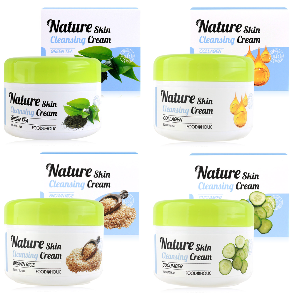 FOODAHOLIC Nature Skin Cleansing Cream 300ml / 10.1 fl oz Green Tea / Collagen / Brown Rice / Cucumber