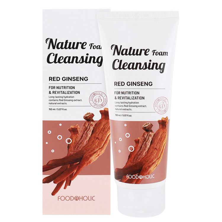 FOODAHOLIC Nature Foam Cleansing Red Ginseng / Aloe / Charcoal / Cucumber / Collagen / Brown Rice / Green Tea 150ml / 5.07 fl oz